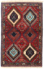  Yalameh Teppich 84X130 Echter Orientalischer Handgeknüpfter Dunkelrot/Dunkelbraun (Wolle, Persien/Iran)