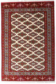  Turkaman Teppich 140X203 Echter Orientalischer Handgeknüpfter Dunkelrot/Gelb (Wolle, Persien/Iran)