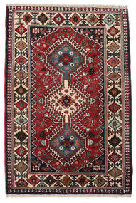  Yalameh Teppich 85X127 Echter Orientalischer Handgeknüpfter Dunkelrot/Schwartz (Wolle, Persien/Iran)