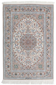  Isfahan Seidenkette Teppich 110X160 Echter Orientalischer Handgeknüpfter Hellgrau/Weiß/Creme (Wolle/Seide, Persien/Iran)