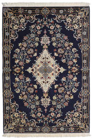  Persischer Isfahan Seidenkette Teppich Teppich 112X160 Dunkelblau/Beige ( Persien/Iran)