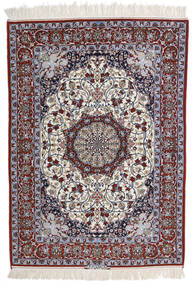  Persischer Isfahan Seidenkette Signatur Intashari Teppich Teppich 113X158 Grau/Beige ( Persien/Iran)
