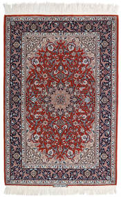  Isfahan Seidenkette Teppich 110X165 Echter Orientalischer Handgeknüpfter Rot/Grau ()