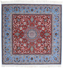  Isfahan Seidenkette Teppich 209X210 Echter Orientalischer Handgeknüpfter Quadratisch Helllila/Dunkelrot (Wolle/Seide, Persien/Iran)