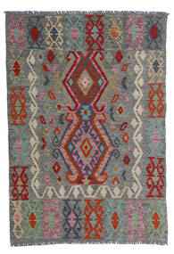  Kelim Afghan Old Style Teppich 100X143 Echter Orientalischer Handgewebter Dunkelgrau/Dunkelrot (Wolle, Afghanistan)