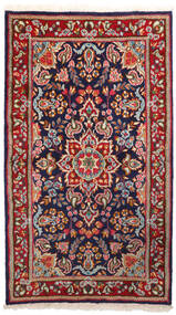  Kerman Teppich 89X161 Echter Orientalischer Handgeknüpfter Dunkelrot/Dunkelblau (Wolle, Persien/Iran)