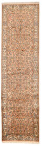  Kaschmir Reine Seide Teppich 78X288 Echter Orientalischer Handgeknüpfter Läufer Braun/Hellbraun (Seide, Indien)