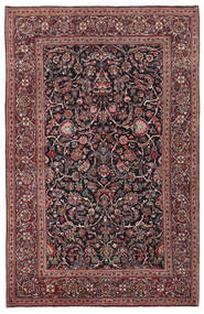  Keshan Teppich 136X210 Echter Orientalischer Handgeknüpfter Dunkelrot/Dunkelgrau (Wolle/Seide, Persien/Iran)