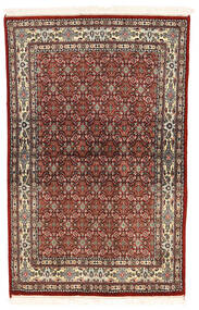  Moud Teppich 96X150 Echter Orientalischer Handgeknüpfter Dunkelbraun/Dunkelrot ( Persien/Iran)