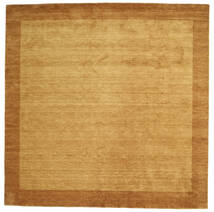 Handloom Frame 300X300 Groß Gold Einfarbig Quadratisch Wollteppich Teppich 