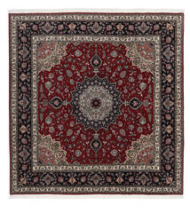 202X209 Täbriz 60 Raj Seidenkette Teppich Teppich Echter Orientalischer Handgeknüpfter Quadratisch Dunkelrot/Dunkelgrau ( Persien/Iran)