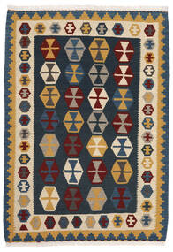  Kelim Teppich 104X148 Echter Orientalischer Handgewebter Dunkelblau/Dunkellila (Wolle, Persien/Iran)
