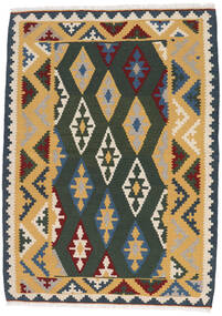  Kelim Teppich 110X154 Echter Orientalischer Handgewebter Dunkelgrün/Hellgrau (Wolle, Persien/Iran)
