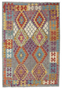  Kelim Afghan Old Style Teppich 126X184 Echter Orientalischer Handgewebter Dunkelgrau/Dunkelrot (Wolle, Afghanistan)