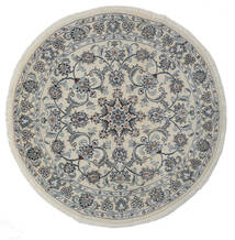  Nain Teppich Ø 150 Echter Orientalischer Handgeknüpfter Rund Dunkelgrau/Weiß/Creme (Wolle, Persien/Iran)