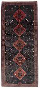  Orientalischer Hamadan Teppich Teppich 156X361 Läufer Schwarz/Dunkelrot (Wolle, Persien/Iran)