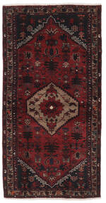  Hamadan Teppich 102X195 Echter Orientalischer Handgeknüpfter Schwartz/Dunkelbraun (Wolle, Persien/Iran)