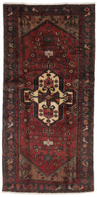  Hamadan Teppich 100X195 Echter Orientalischer Handgeknüpfter Schwartz/Dunkelbraun (Wolle, Persien/Iran)