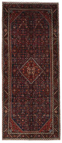  Orientalischer Hamadan Teppich Teppich 154X365 Läufer Schwarz/Dunkelrot (Wolle, Persien/Iran)