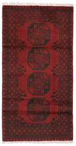  Afghan Teppich 98X190 Echter Orientalischer Handgeknüpfter Schwartz/Dunkelrot (Wolle, Afghanistan)