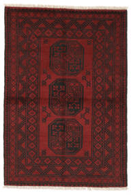  Afghan Teppich 98X199 Echter Orientalischer Handgeknüpfter Schwartz/Dunkelrot (Wolle, Afghanistan)