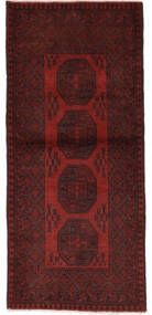  Afghan Teppich 87X197 Echter Orientalischer Handgeknüpfter Läufer Schwartz/Dunkelrot (Wolle, Afghanistan)