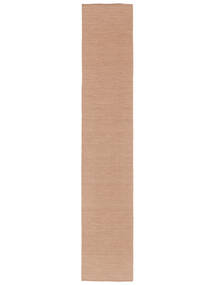  Kelim Loom - Dusty Rose Teppich 80X400 Echter Moderner Handgewebter Läufer Dunkelrot/Beige (Wolle, Indien)
