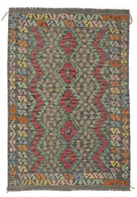  Kelim Afghan Old Style Teppich 127X187 Echter Orientalischer Handgewebter Dunkelgrün/Weiß/Creme (Wolle, Afghanistan)