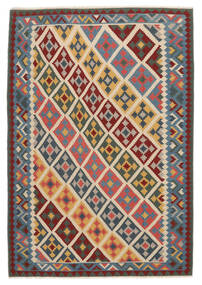  Kelim Teppich 199X292 Echter Orientalischer Handgewebter Schwartz/Dunkelbraun (Wolle, Persien/Iran)