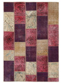 Handgeknüpfter Patchwork - Persien/Iran 143X204 Vintage Persischer Wollteppich Dunkelrot/Schwarz Klein Teppich 