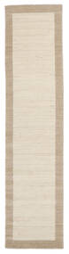  80X350 Einfarbig Klein Handloom Frame Teppich - Naturweiß/Beige Wolle, 