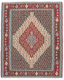  Kelim Senneh Teppich 116X145 Echter Orientalischer Handgewebter Schwartz/Dunkelbraun (Wolle, Persien/Iran)