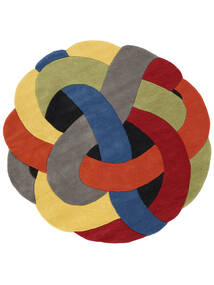  Colorful Knot - Multi Teppich Ø 100 Moderner Rund Dunkelbraun/Dunkelrot (Wolle, Indien)