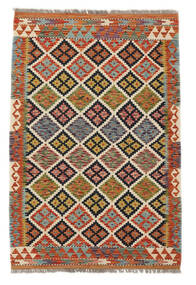  Kelim Afghan Old Style Teppich 103X154 Echter Orientalischer Handgewebter Dunkelbraun/Weiß/Creme (Wolle, Afghanistan)