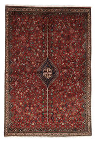  152X227 Shiraz Teppich Handgeknüpfter Teppich Schwarz/Dunkelrot Persien/Iran 