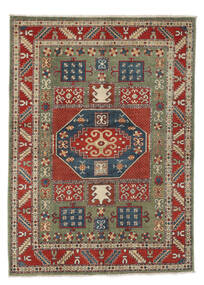 Kazak Teppich 146X202 Echter Orientalischer Handgeknüpfter Dunkelgrün/Dunkelbraun (Wolle, Afghanistan)