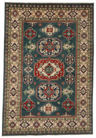  Kazak Teppich 204X301 Echter Orientalischer Handgeknüpfter Schwartz/Dunkelgrün/Dunkelbraun (Wolle, Afghanistan)