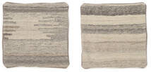  Patchwork Kissenhülle - Iran Teppich 50X50 Echter Orientalischer Handgeknüpfter Quadratisch Dunkelgrau/Hellbraun (Wolle, Persien/Iran)