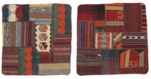  Patchwork Kissenhülle - Iran Teppich 65X65 Echter Orientalischer Handgeknüpfter Quadratisch Dunkelbraun/Schwartz (Wolle, Persien/Iran)