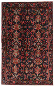  Hamadan Teppich 132X212 Echter Orientalischer Handgeknüpfter Schwartz/Dunkelbraun (Wolle, Persien/Iran)