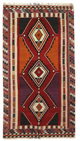  Kelim Vintage Teppich 145X264 Echter Orientalischer Handgewebter Dunkelrot/Schwarz (Wolle, )