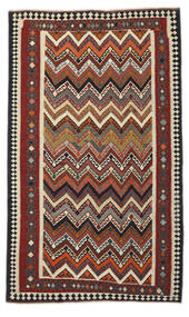  154X252 Kelim Vintage Teppich Handgewebter Teppich Schwarz/Dunkelrot Persien/Iran 