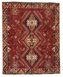  Shiraz Teppich 125X152 Echter Orientalischer Handgeknüpfter Dunkelrot/Dunkelbraun/Schwartz (Wolle, Persien/Iran)