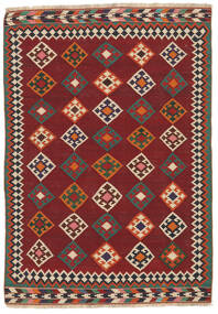 Echter Teppich Kelim Vintage Teppich 148X212 Schwarz/Dunkelrot (Wolle, Persien/Iran)