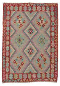  Kelim Afghan Old Style Teppich 133X185 Echter Orientalischer Handgewebter Dunkelbraun/Dunkelrot (Wolle, Afghanistan)