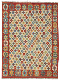  Kelim Afghan Old Style Teppich 131X173 Echter Orientalischer Handgewebter Dunkelrot/Schwartz (Wolle, Afghanistan)