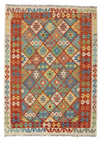  Kelim Afghan Old Style Teppich 130X177 Echter Orientalischer Handgewebter Dunkelrot/Weiß/Creme (Wolle, Afghanistan)