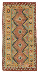  Kelim Afghan Old Style Teppich 103X205 Echter Orientalischer Handgewebter Schwartz/Braun (Wolle, Afghanistan)