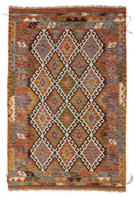  Kelim Afghan Old Style Teppich 127X193 Echter Orientalischer Handgewebter Dunkelbraun/Weiß/Creme (Wolle, Afghanistan)