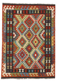  Kelim Afghan Old Style Teppich 126X173 Echter Orientalischer Handgewebter Schwartz/Dunkelrot (Wolle, Afghanistan)